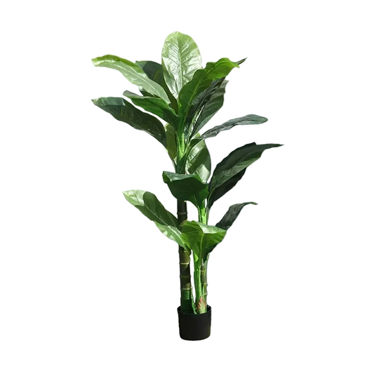 Sztuczna roślina w doniczce z szerokimi liśćmi